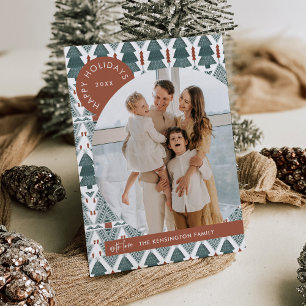 Modern Boho Christmas Tree Foto Holiday Card Einladung