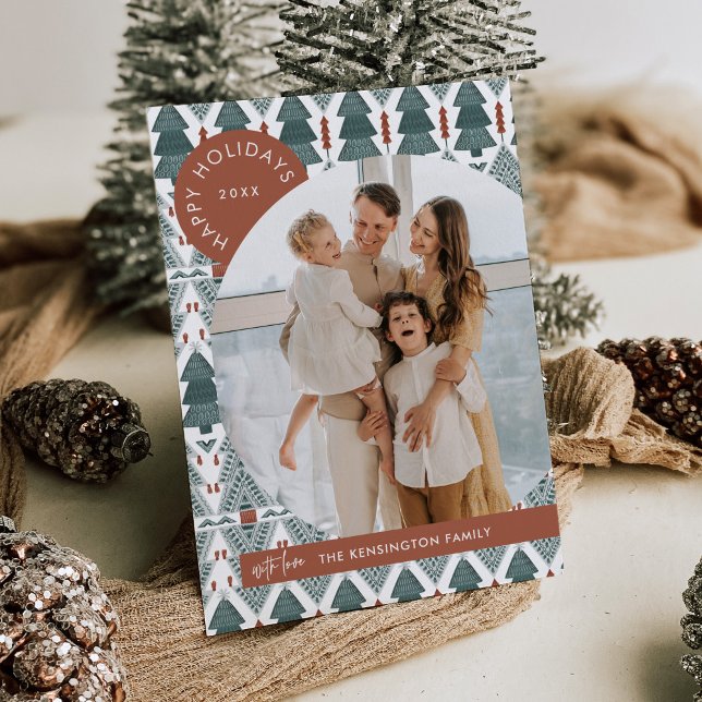 Modern Boho Christmas Tree Foto Holiday Card Einladung (Von Creator hochgeladen)