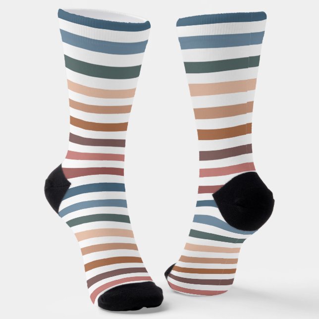 Modern Boho Earth Tones Striped Socken (Gewinkelt)