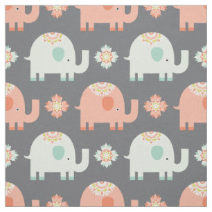 Modern Boho Elephant Kinderzimmer Fabric Stoff