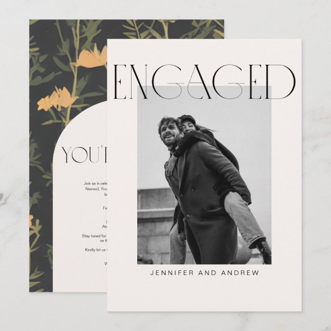 Modern Boho Engagement Party Card Dankeskarte (Vorne/Hinten)