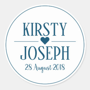 Modern Boho Feather Blue Beach Wedding Sticker