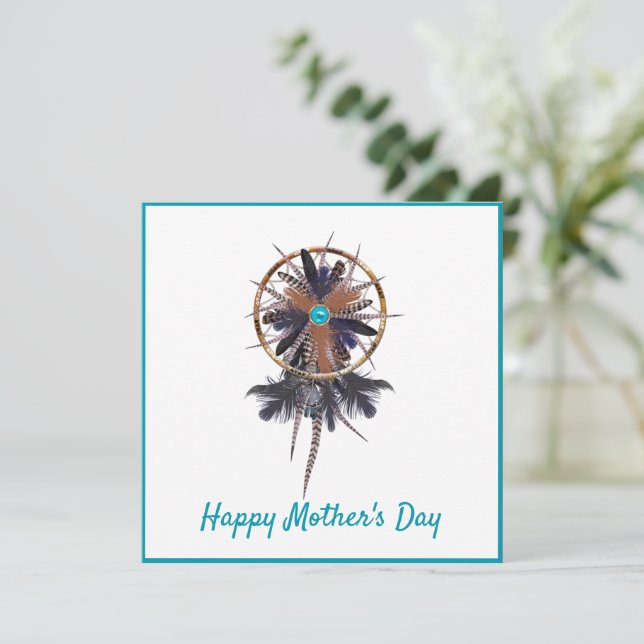 Modern Boho Feather Dreamcatcher Mother's Day Card Karte (Stehend Vorderseite)