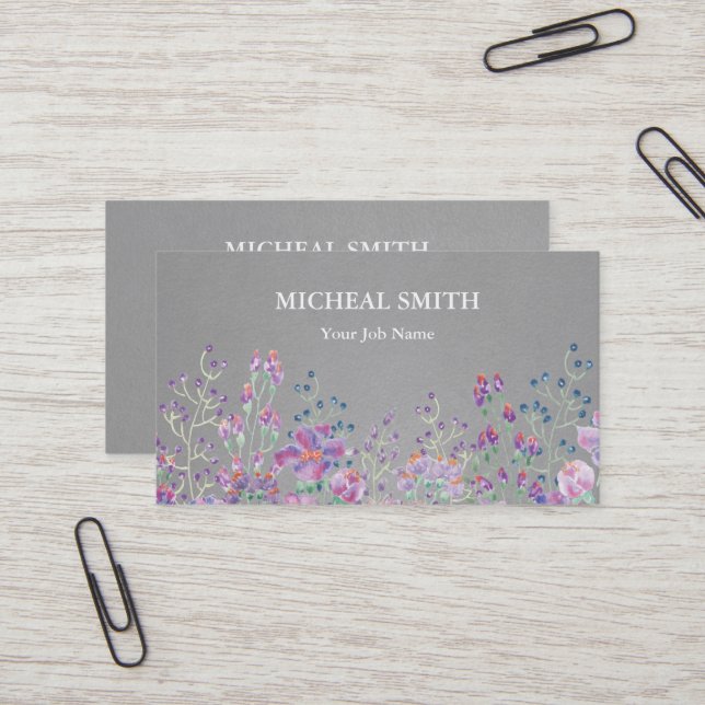 Modern Boho Floral Kraft Visitenkarte (Vorderseite/Rückseite Beispiel)