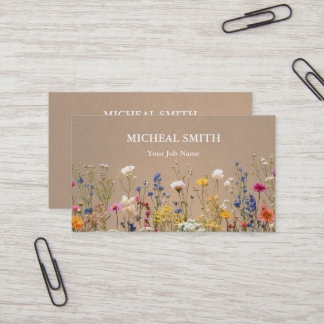Modern Boho Floral Kraft Visitenkarte