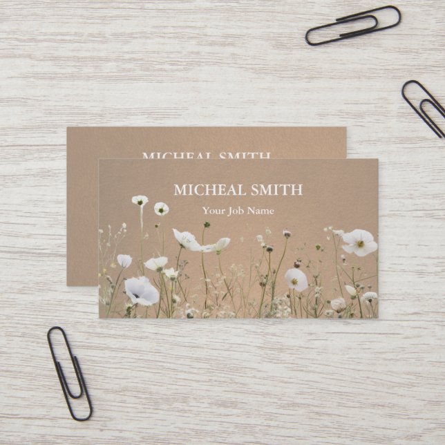 Modern Boho Floral Kraft Visitenkarte (Vorderseite/Rückseite Beispiel)