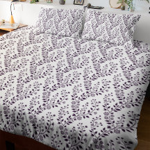 Modern Boho Floral Pattern Plum White