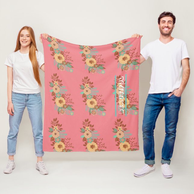 Modern Boho Floral Pink Fleecedecke (Beispiel)