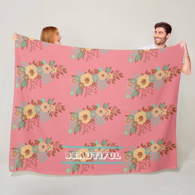 Modern Boho Floral Pink Fleecedecke (Beispiel)