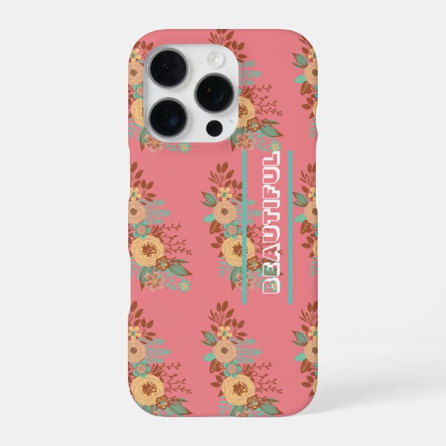 Modern Boho Floral Pink iPhone 16 Pro Hülle (Rückseite)