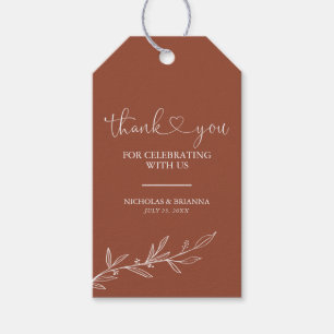 Modern Boho Floral Terracotta Burnt Orange Wedding Geschenkanhänger