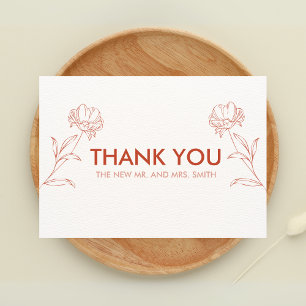 Modern Boho Floral Terracotta Wedding Dankeskarte