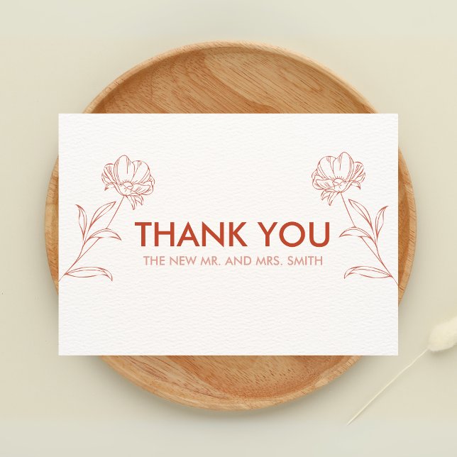 Modern Boho Floral Terracotta Wedding Dankeskarte (Boho Floral Terracotta Wedding Thank you Card)