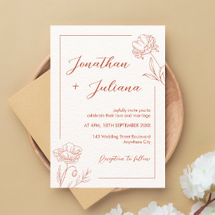 Modern Boho Floral Terracotta Wedding Einladung