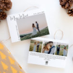 Modern Boho Fröhlich und Verheiratet 4 Foto Weihna Feiertagskarte<br><div class="desc">Feiern Sie die Urlaubssaison mit dieser modernen boho fröhlichen und verheirateten 4-Foto Weihnachtskarte. Die einzigartige und bearbeitbare Schrift verleiht dem Design eine schicke und dennoch elegante Touch. Das schlichte Schwarz-Weiß-Design besticht durch ein klassisches und skurriles Ambiente, das sich perfekt für die Wintersaison eignet. Der minimale böhmische festliche Designer-Schriftart verleiht Kreativität...</div>
