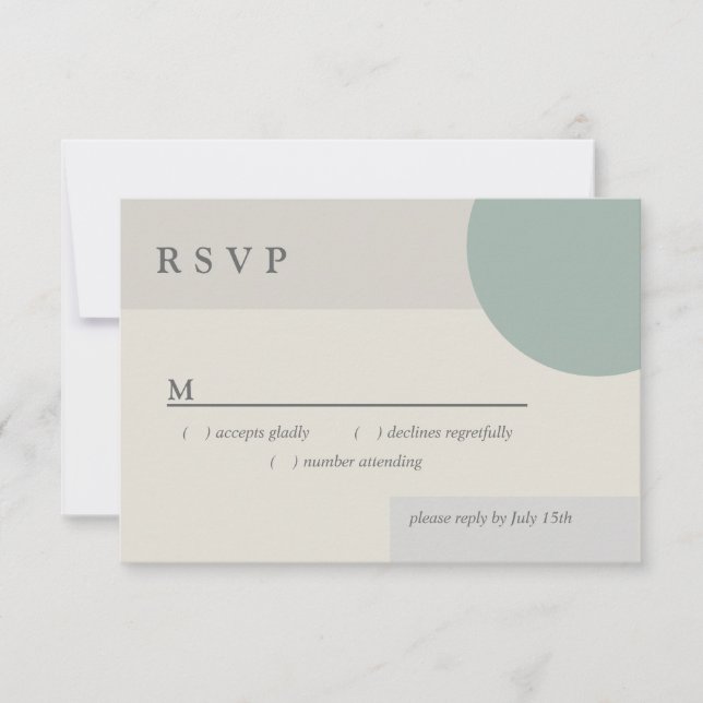 Modern Boho Geometric Abstrakt Green Gray Taupe RSVP Karte (Vorderseite)