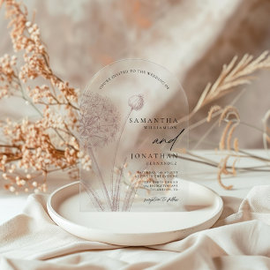 Modern Boho Greenery Minimal Wedding Acryleinladungen