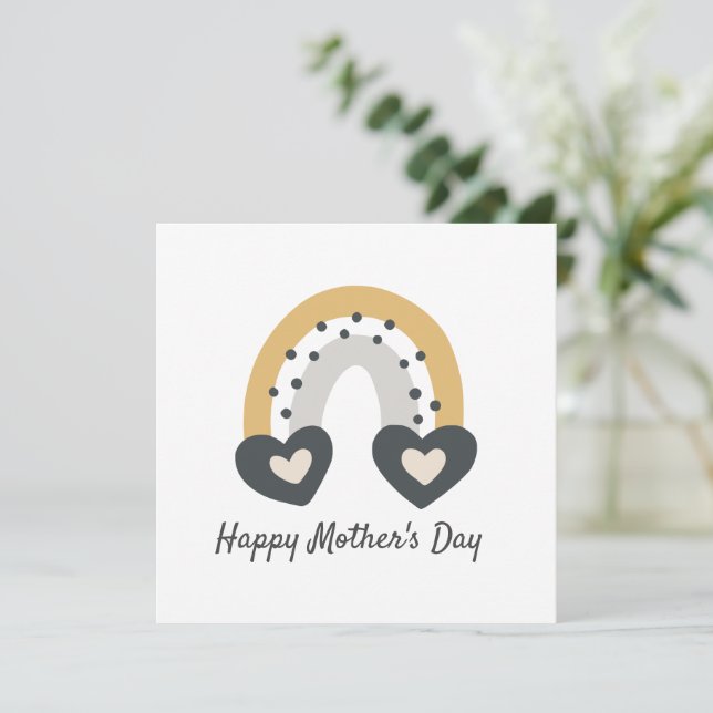 Modern Boho Heart Rainbow Mother Day Card Karte (Stehend Vorderseite)
