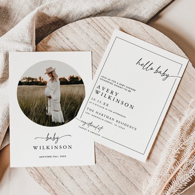 Modern Boho Hello Baby Foto Babydusche Einladung (Von Creator hochgeladen)