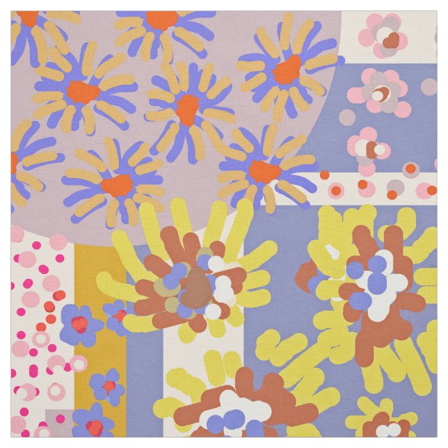 Modern Boho Hippy Patchwork Daisy Blume Stoff (Muster)