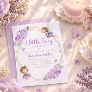 Modern Boho Lila eine kleine Märchenmädchendusche Einladung