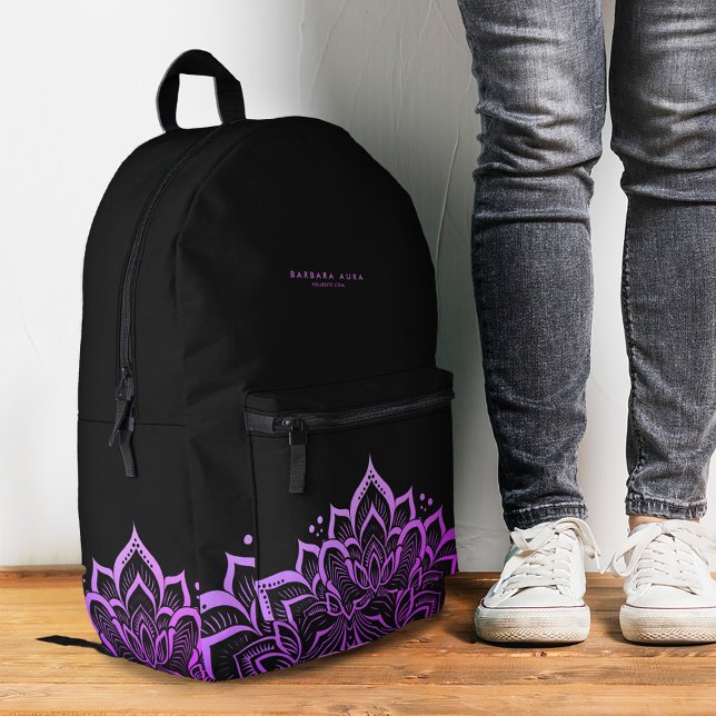 Modern Boho Mandala Spiritueller Lila Yoga Bedruckter Rucksack (Modern Boho Mandala Spiritual Purple Yoga Printed Backpack
)