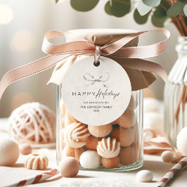 Modern Boho Minimal Bow Happy Holidays Weihnachten Geschenkanhänger