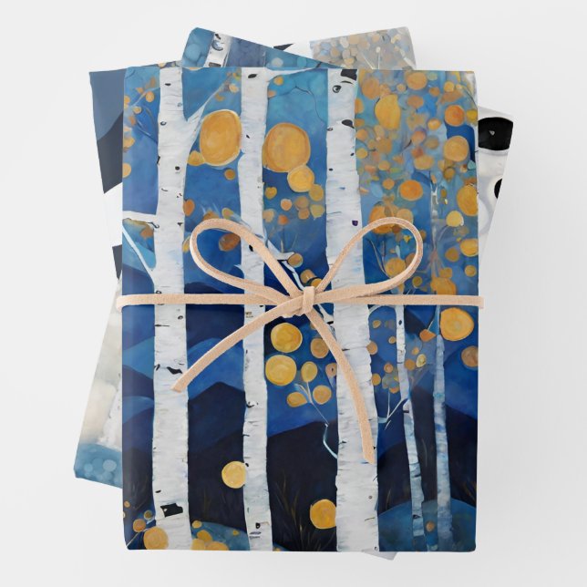 Modern Boho Mountain Aspen Geschenkpapier Set (Beispiel)