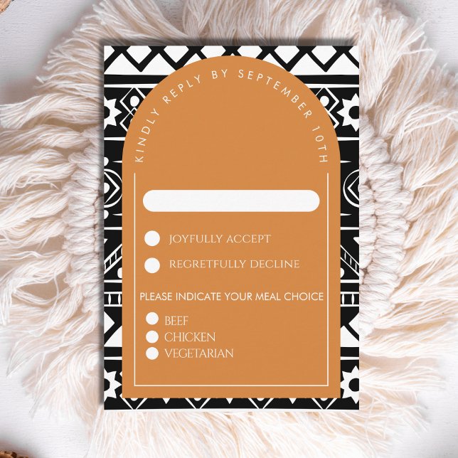 Modern Boho Muster Wedding Arch Burnt Orange RSVP Karte (Von Creator hochgeladen)