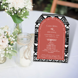 Modern Boho Muster Wedding Arch Coral Programm