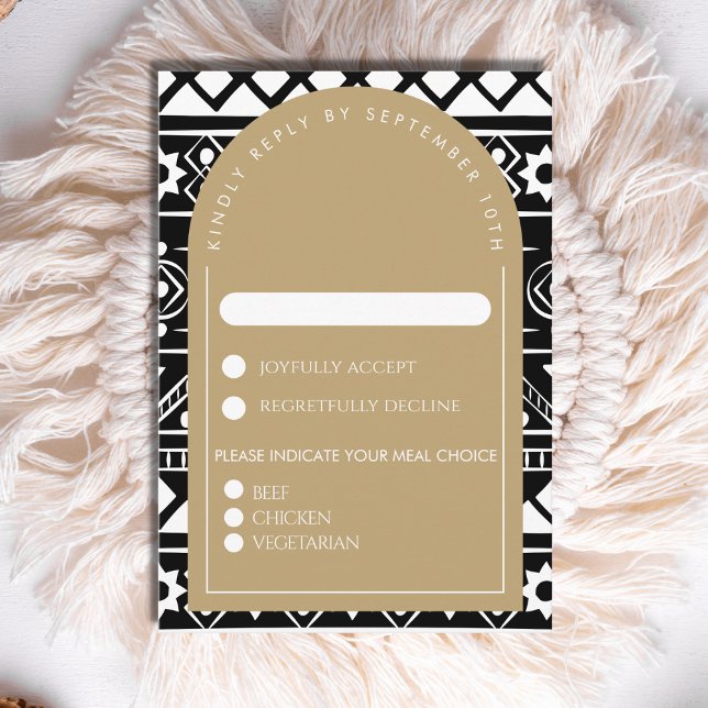 Modern Boho Muster Wedding Arch Gold RSVP Karte (Von Creator hochgeladen)