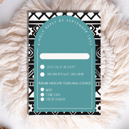 Modern Boho Muster Wedding Arch Green RSVP Karte