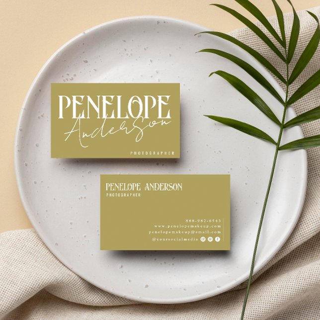 Modern Boho Neutral Sage Green | Elegant Trendy Visitenkarte (Von Creator hochgeladen)
