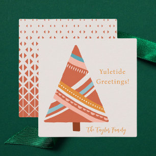 Modern Boho Nordic Christmas Tree Mitteilungskarte
