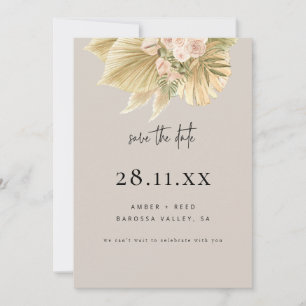 Modern Boho Pampas Grass Bloral Natural Save The Date