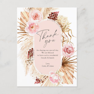 Modern Boho Pampas Grass Floral Arch Vielen Dank Postkarte