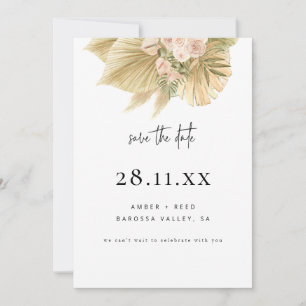 Modern Boho Pampas Grass Floral Save The Date