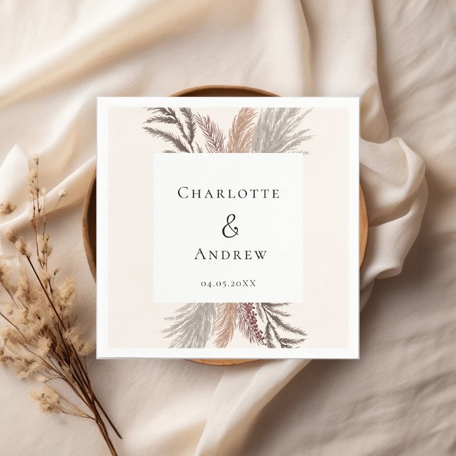 Modern Boho Pampasgras Wedding Napkins Serviette (Von Creator hochgeladen)