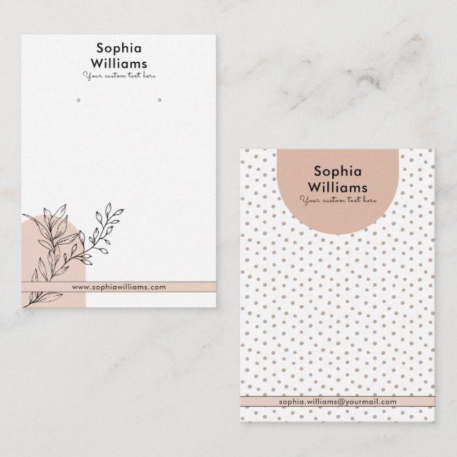 Modern Boho Pastel Earring Juwelier Display Card Telefonnummerkarte (Vorne/Hinten)