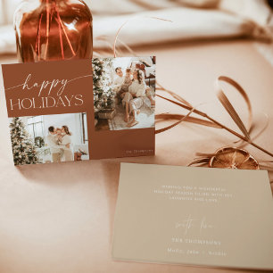 Modern Boho Photo Christmas Card, Boho Terracotta Einladung