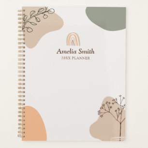 Modern Boho Rainbow Abstrakt Botanische Linie Art Planer