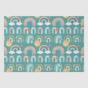 Modern Boho Rainbow Aquamarin Terracotta Mustard P Seidenpapier