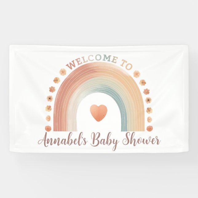 Modern Boho Rainbow Baby Dusche Begrüßungsbanner - Banner (Horizontal)