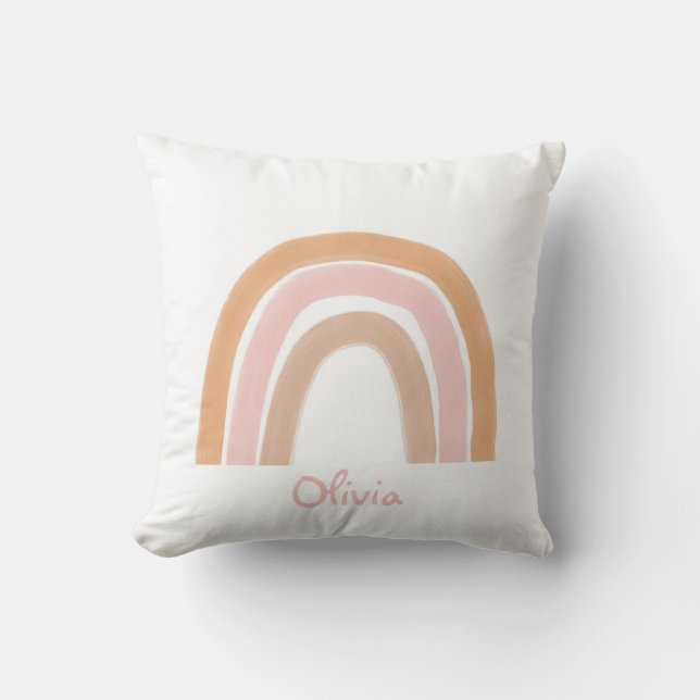 Modern Boho Rainbow Name Throw Kissen (Vorderseite)