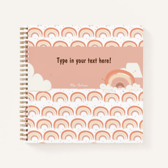 Modern Boho Rainbow Personalisiert Binder, kundens Notizbuch (Vorderseite)