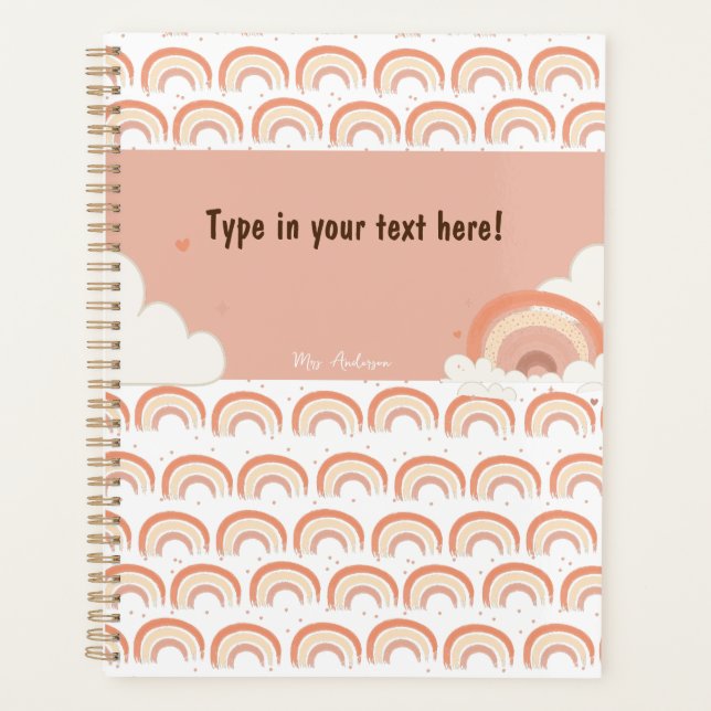 Modern Boho Rainbow Personalisiert Binder, kundens Planer (Vorderseite)