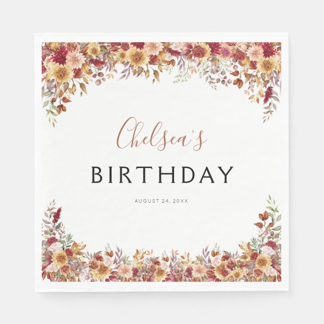 Modern Boho Rustic Birthday Party Serviette (Vorderseite)