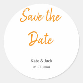 Modern boho Save the Date QR-Namensdatum orange hi Runder Aufkleber