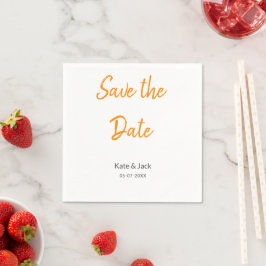Modern boho Save the Date QR-Namensdatum orange hi Serviette