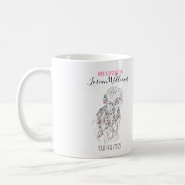 Modern Boho Schwarz-weiße Wavy Hair Style Flora Kaffeetasse